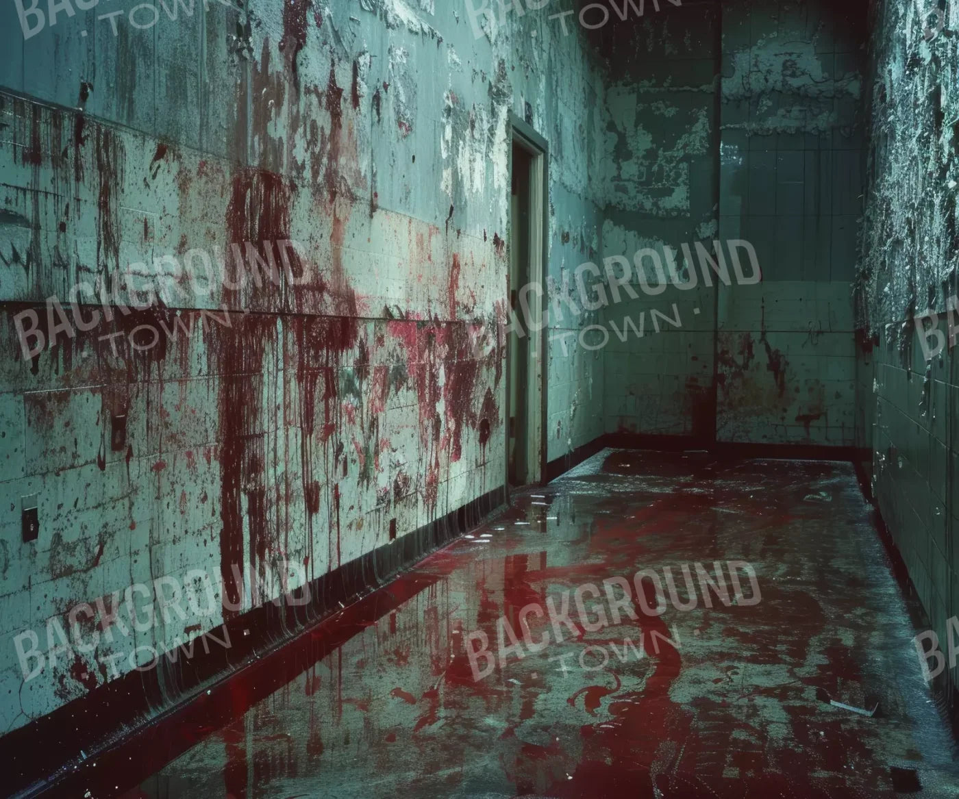 Bloody Institution Hallway I 12’X10’ Ultracloth (144 X 120 Inch) Backdrop