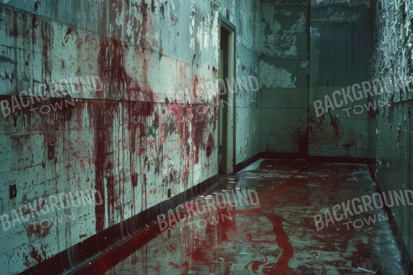 Bloody Institution Hallway I 12’X8’ Ultracloth (144 X 96 Inch) Backdrop