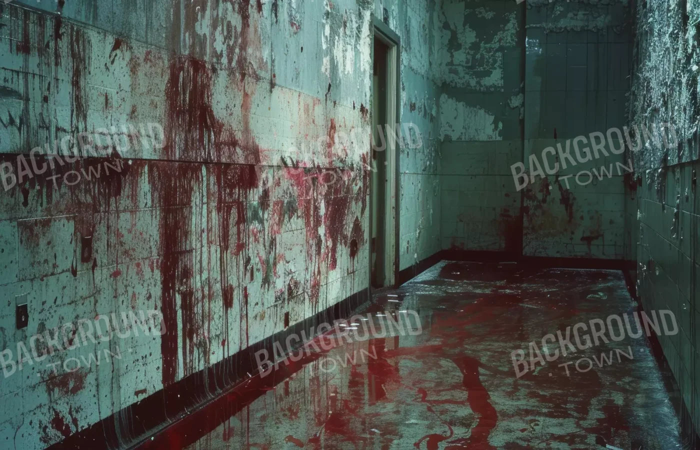 Bloody Institution Hallway I 14’X9’ Ultracloth (168 X 108 Inch) Backdrop