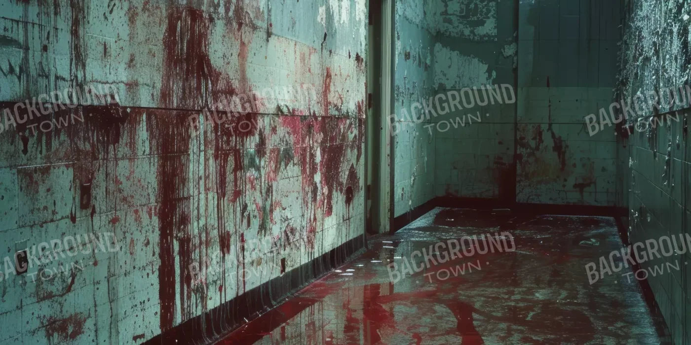 Bloody Institution Hallway I 20’X10’ Ultracloth (240 X 120 Inch) Backdrop