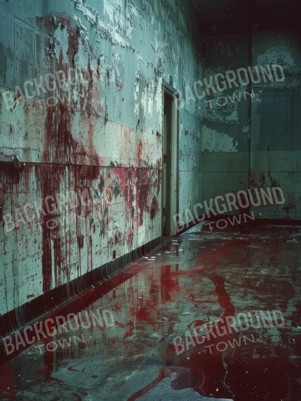 Bloody Institution Hallway I 5’X6’8 Fleece (60 X 80 Inch) Backdrop