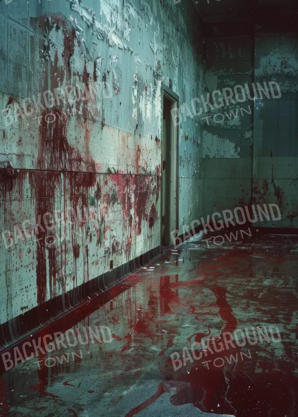 Bloody Institution Hallway I 5’X7’ Ultracloth (60 X 84 Inch) Backdrop