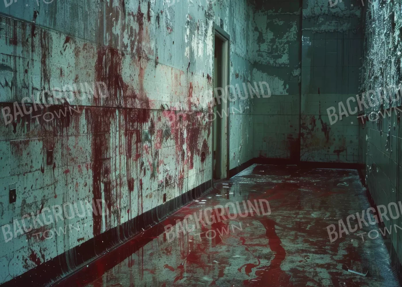 Bloody Institution Hallway I 7’X5’ Ultracloth (84 X 60 Inch) Backdrop