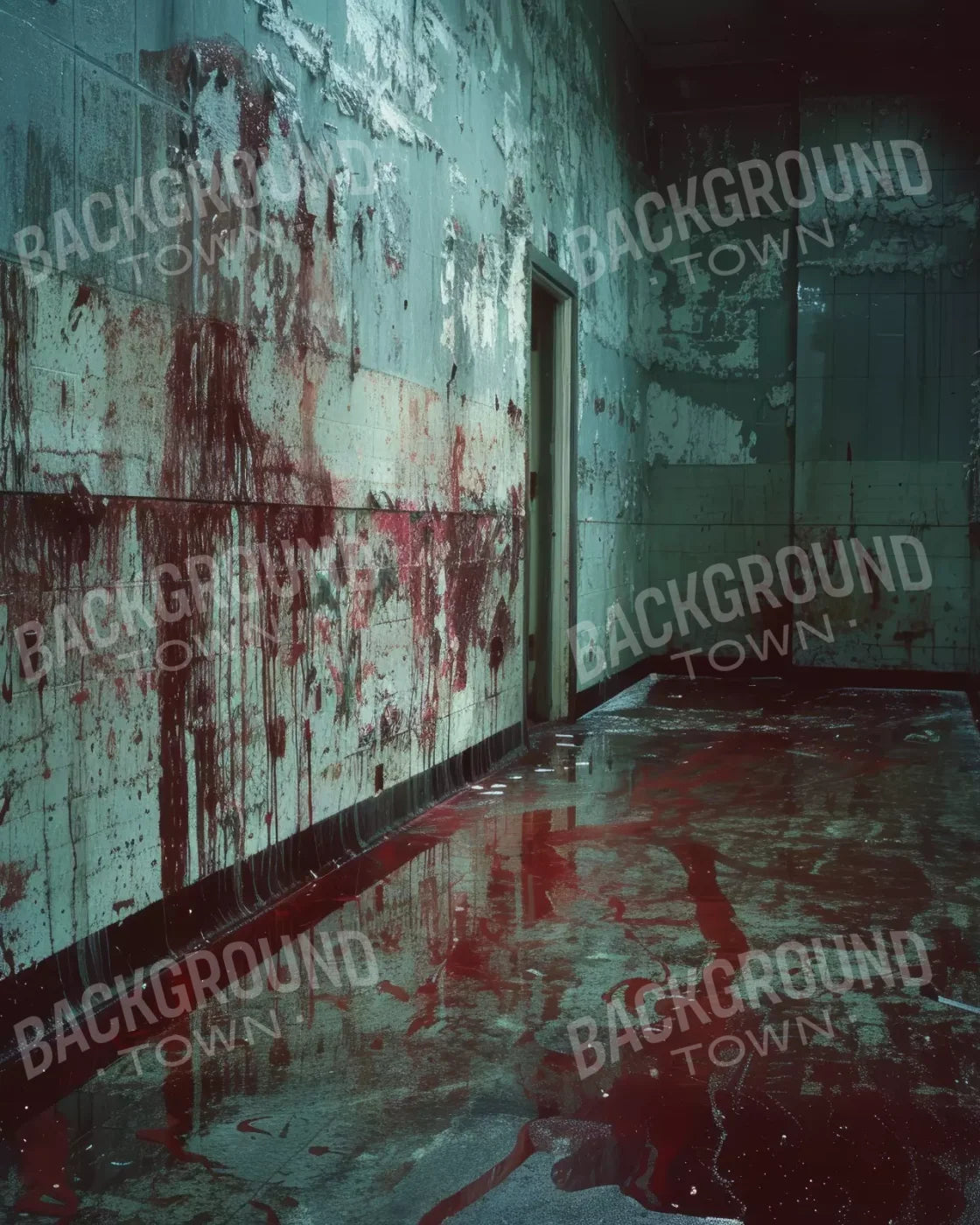 Bloody Institution Hallway I 8’X10’ Fleece (96 X 120 Inch) Backdrop