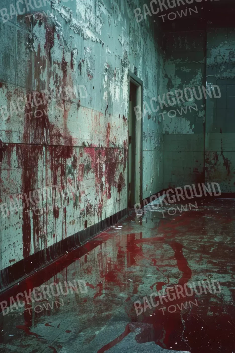 Bloody Institution Hallway I 8’X12’ Ultracloth (96 X 144 Inch) Backdrop