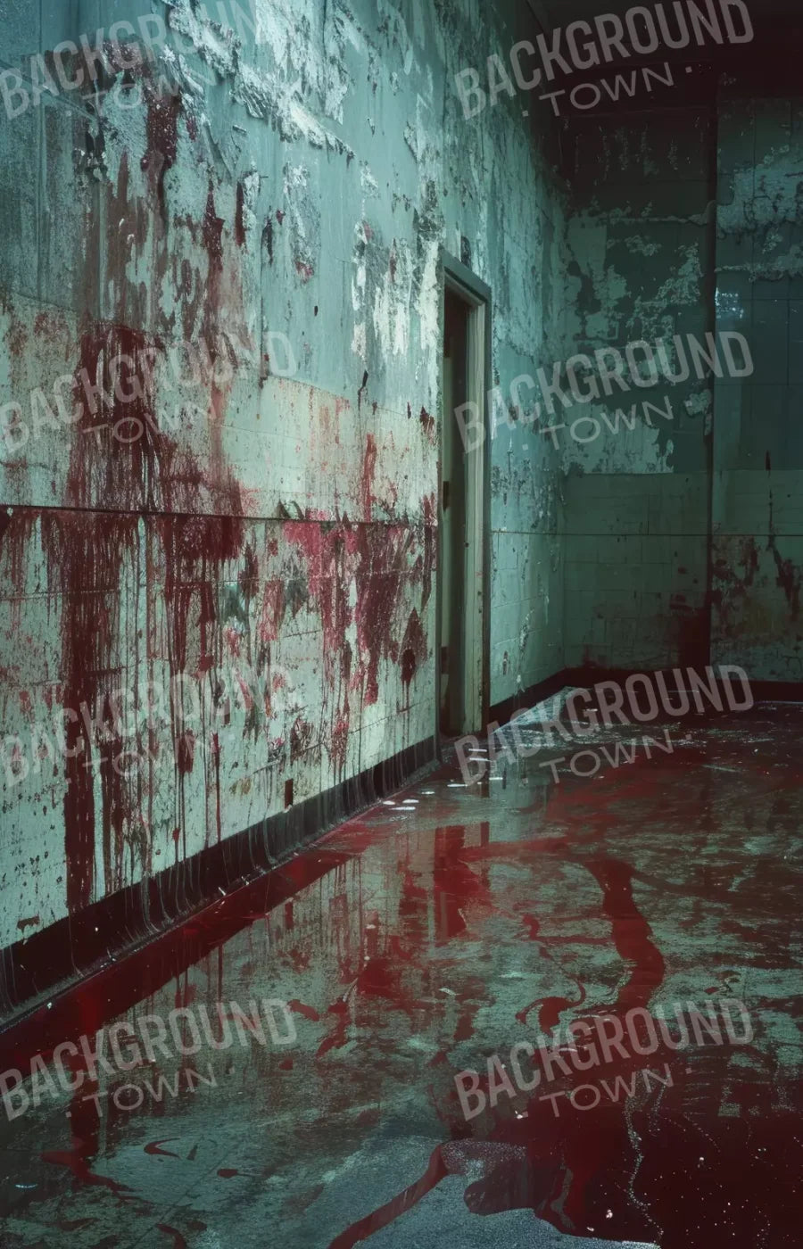 Bloody Institution Hallway I 9’X14’ Ultracloth (108 X 168 Inch) Backdrop