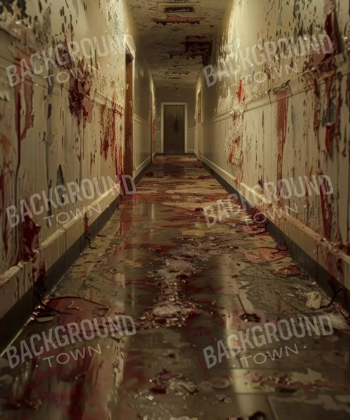 Bloody Institution Hallway Ii 10’X12’ Ultracloth (120 X 144 Inch) Backdrop