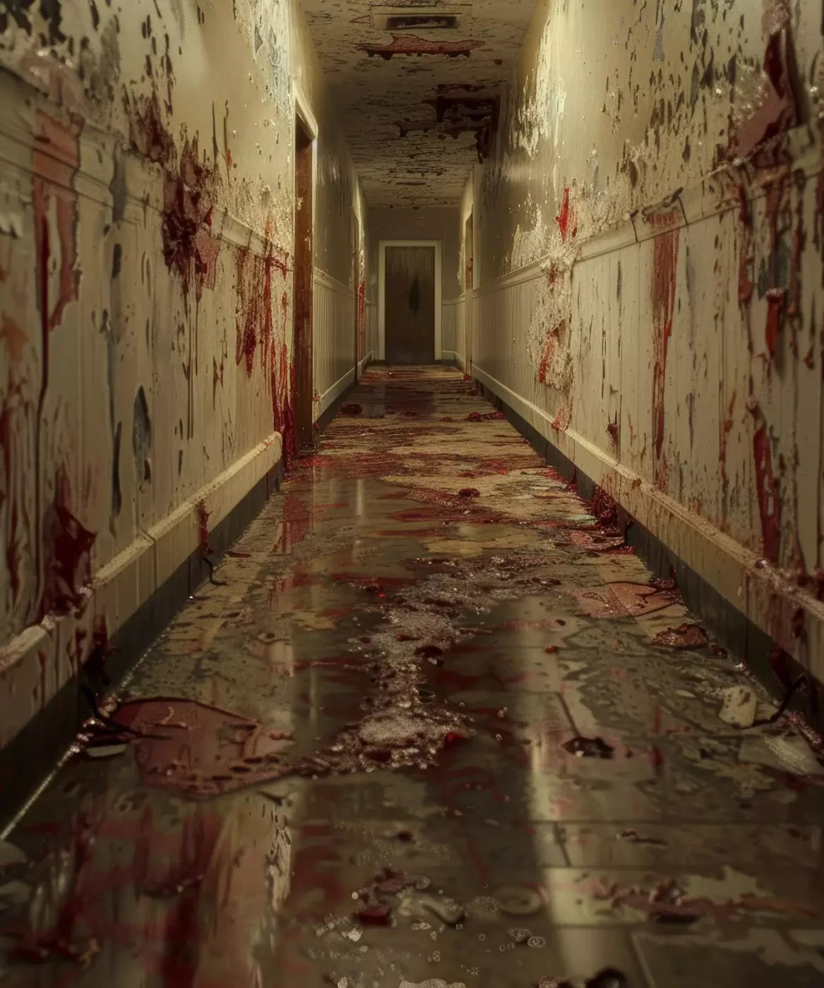 Bloody Institution Hallway Ii 10’X12’ Ultracloth (120 X 144 Inch) Backdrop
