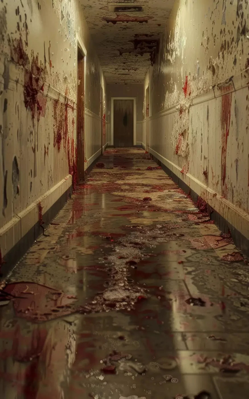 Bloody Institution Hallway Ii 10’X16’ Ultracloth (120 X 192 Inch) Backdrop