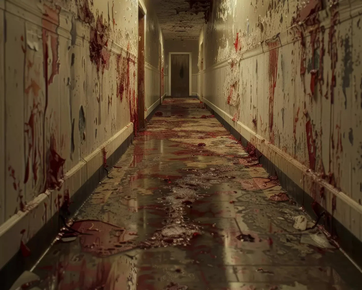 Bloody Institution Hallway Ii 10’X8’ Fleece (120 X 96 Inch) Backdrop