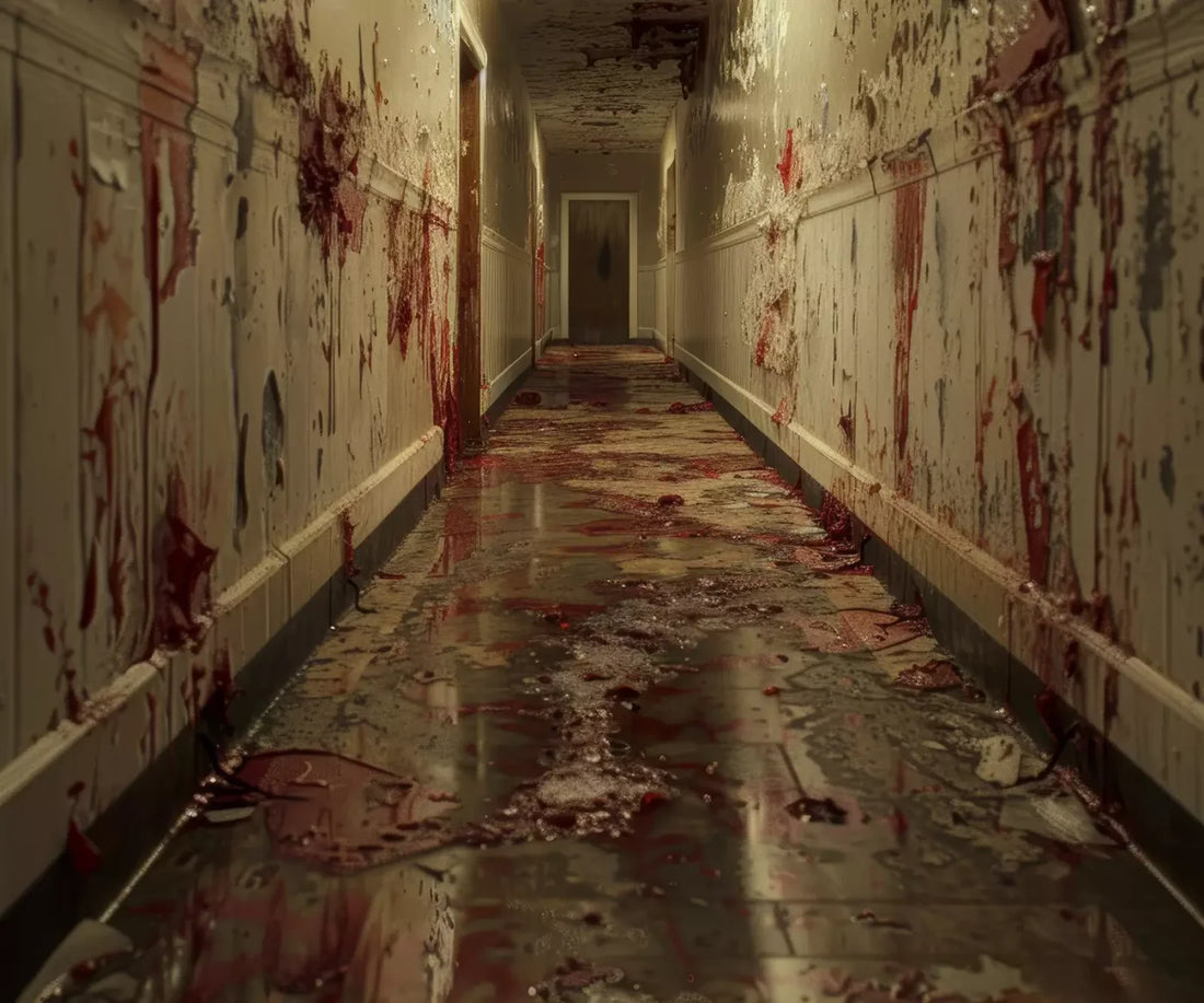 Bloody Institution Hallway Ii 5’X4’2 Fleece (60 X 50 Inch) Backdrop