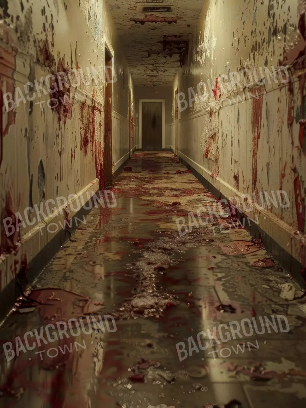 Bloody Institution Hallway Ii 5’X6’8 Fleece (60 X 80 Inch) Backdrop