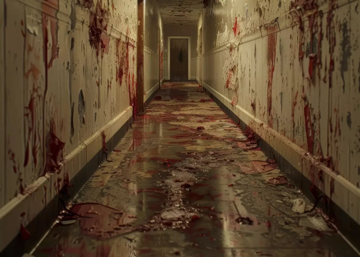 Bloody Institution Hallway Ii 7’X5’ Ultracloth (84 X 60 Inch) Backdrop