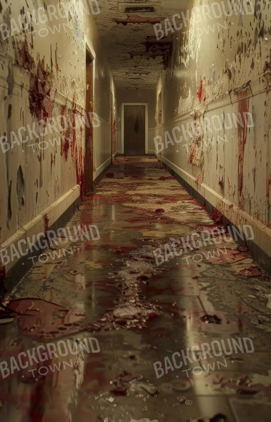 Bloody Institution Hallway Ii 9’X14’ Ultracloth (108 X 168 Inch) Backdrop