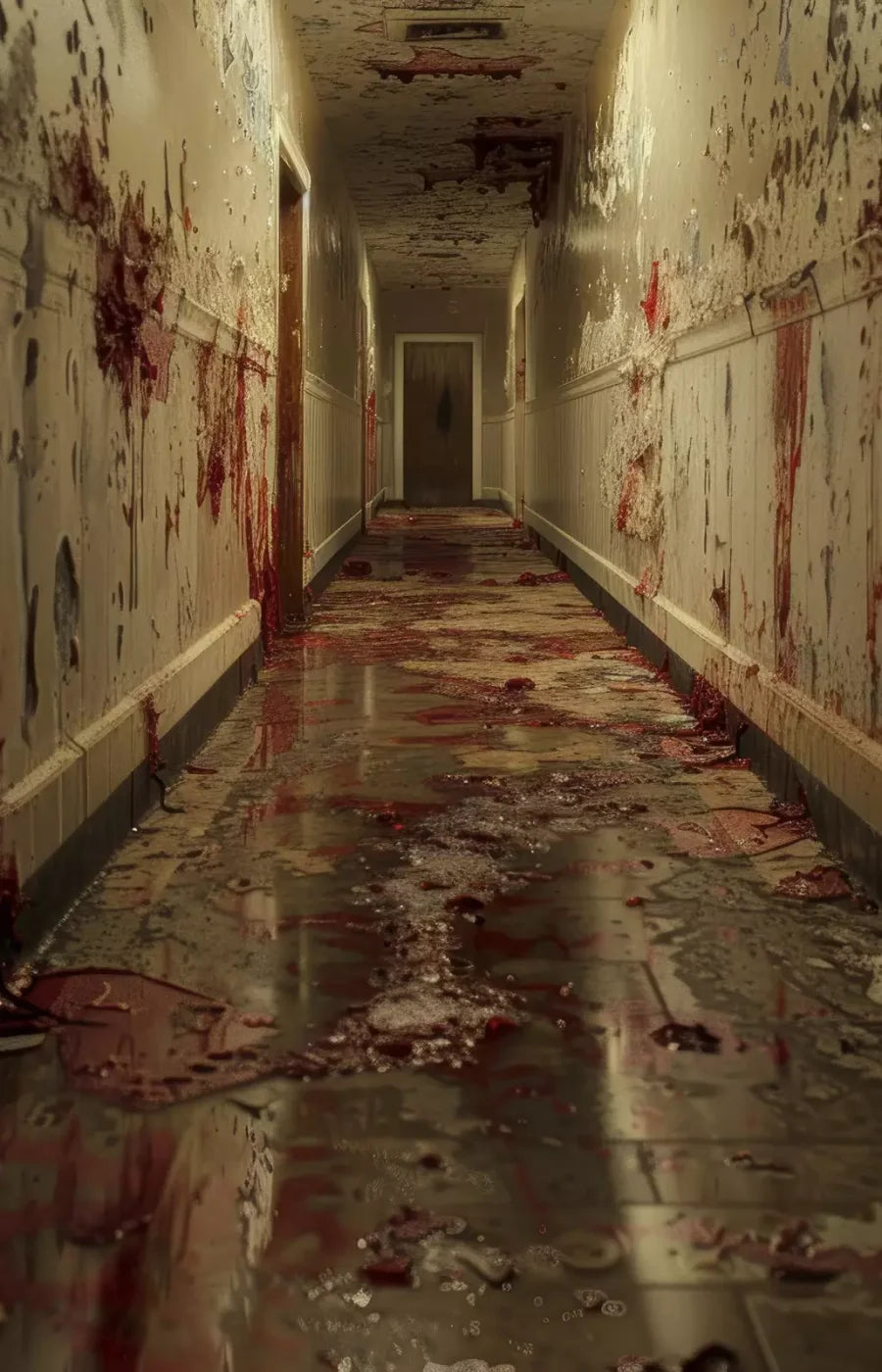 Bloody Institution Hallway Ii 9’X14’ Ultracloth (108 X 168 Inch) Backdrop