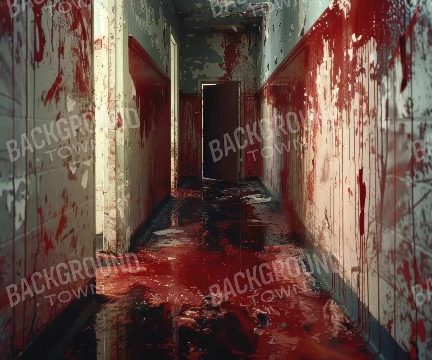 Bloody Institution Hallway Iii 12’X10’ Ultracloth (144 X 120 Inch) Backdrop