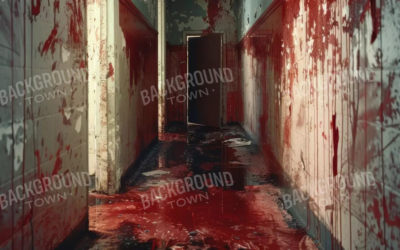 Bloody Institution Hallway Iii 16’X10’ Ultracloth (192 X 120 Inch) Backdrop