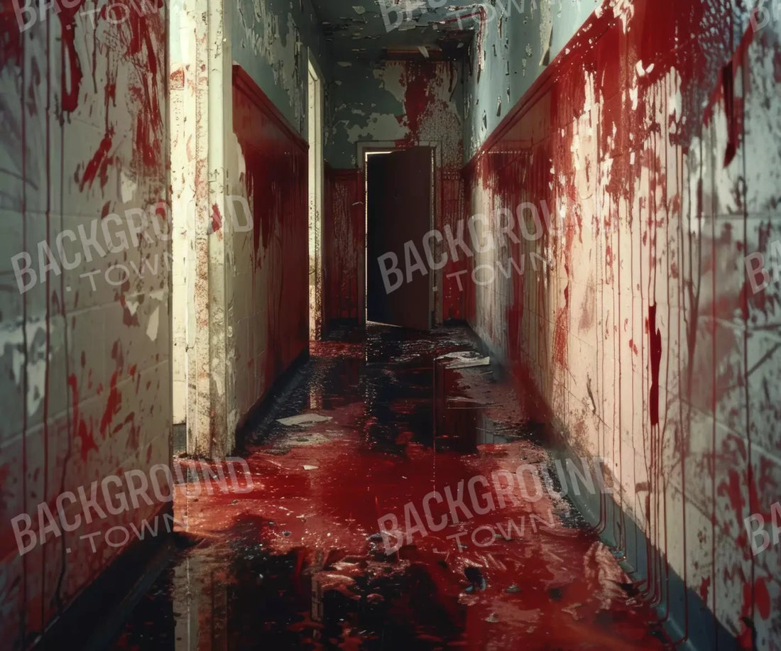 Bloody Institution Hallway Iii 5’X4’2 Fleece (60 X 50 Inch) Backdrop