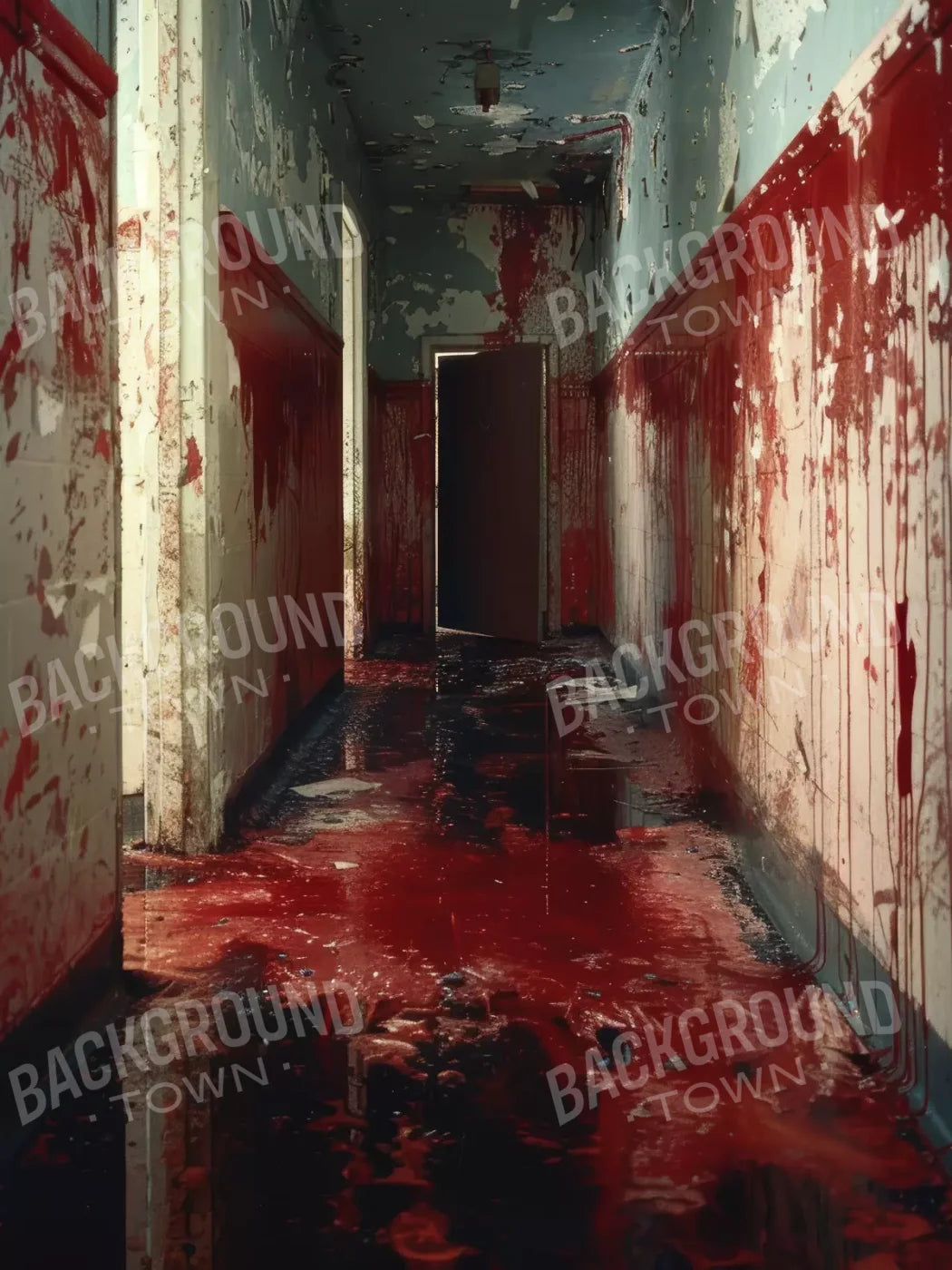 Bloody Institution Hallway Iii 6’X8’ Fleece (72 X 96 Inch) Backdrop