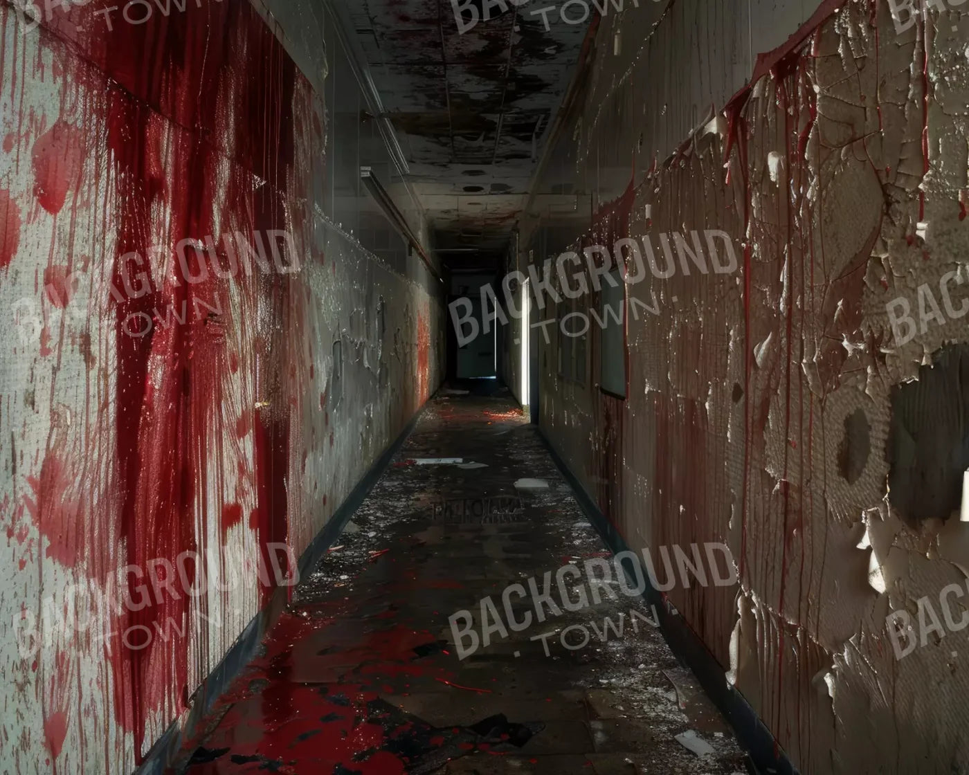 Bloody Institution Hallway Iv 10’X8’ Fleece (120 X 96 Inch) Backdrop