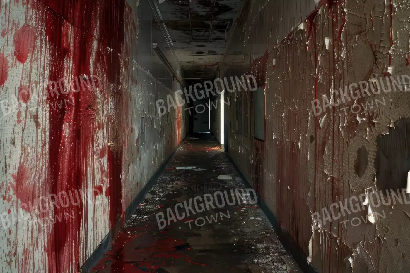 Bloody Institution Hallway Iv 12’X8’ Ultracloth (144 X 96 Inch) Backdrop