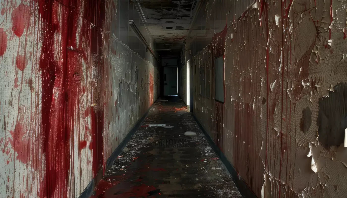 Bloody Institution Hallway Iv 14’X8’ Ultracloth (168 X 96 Inch) Backdrop