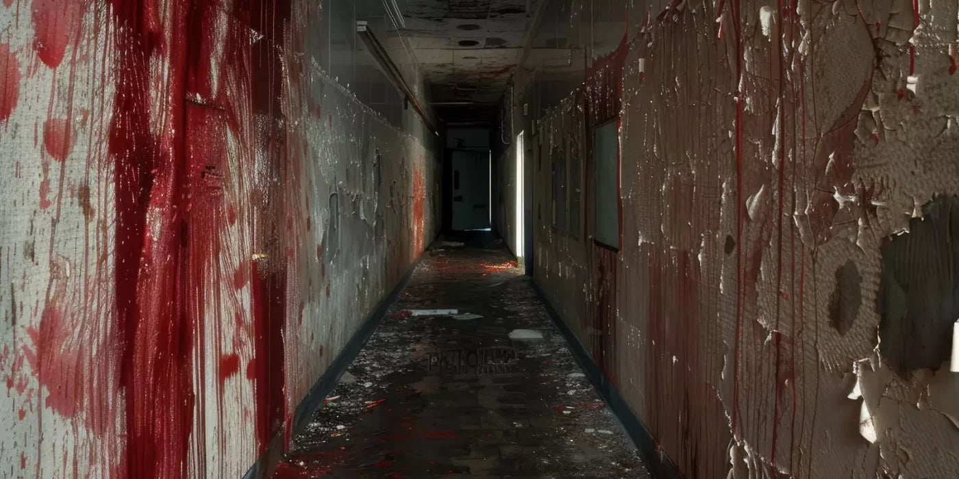 Bloody Institution Hallway Iv 16’X8’ Ultracloth (192 X 96 Inch) Backdrop