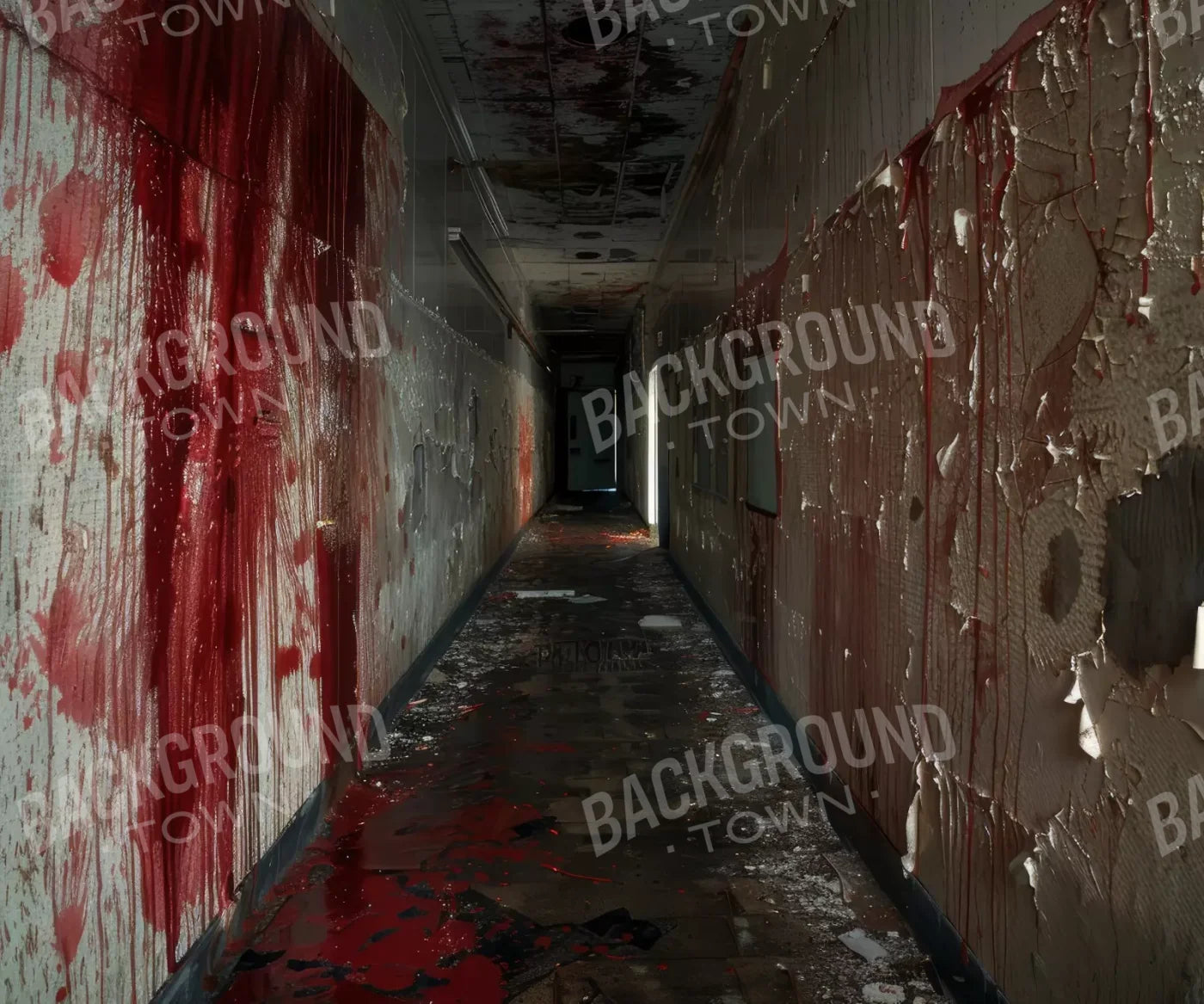 Bloody Institution Hallway Iv 5’X4’2 Fleece (60 X 50 Inch) Backdrop