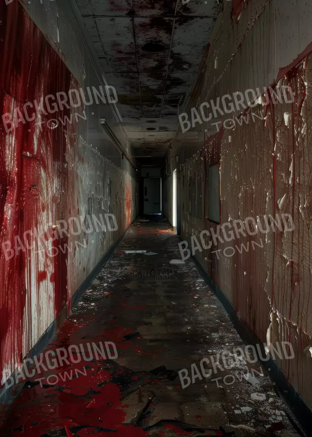 Bloody Institution Hallway Iv 5’X7’ Ultracloth (60 X 84 Inch) Backdrop