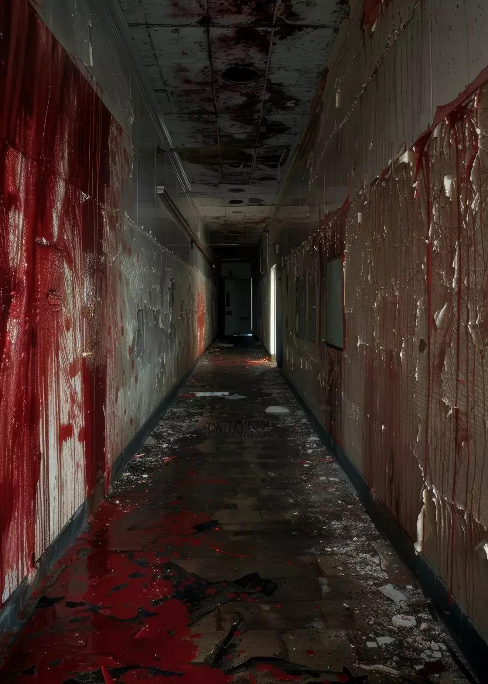 Bloody Institution Hallway Iv 5’X7’ Ultracloth (60 X 84 Inch) Backdrop