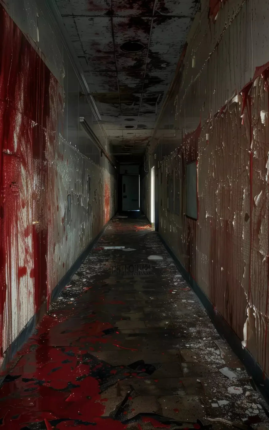 Bloody Institution Hallway Iv 5’X8’ Ultracloth (60 X 96 Inch) Backdrop
