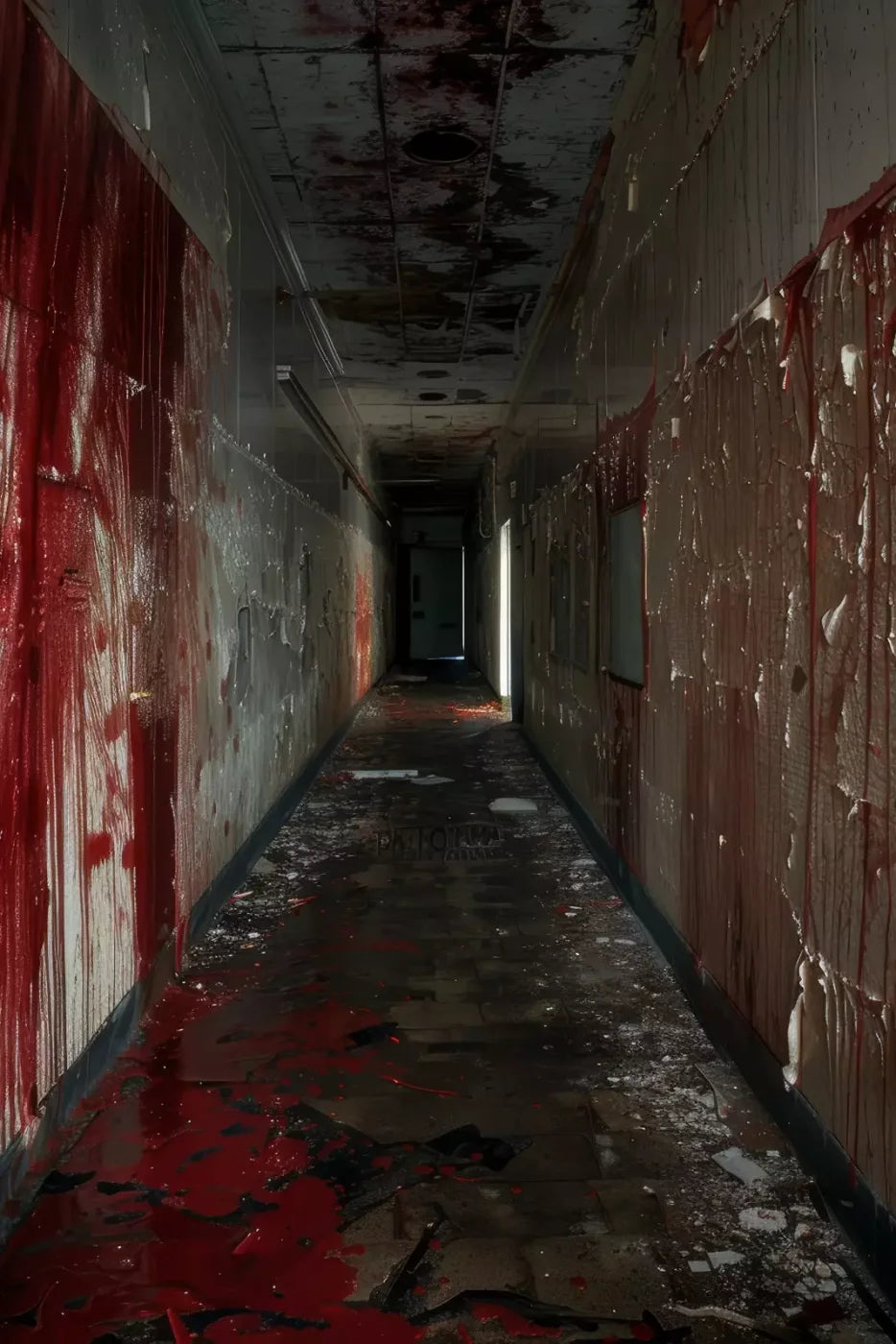 Bloody Institution Hallway Iv 8’X12’ Ultracloth (96 X 144 Inch) Backdrop