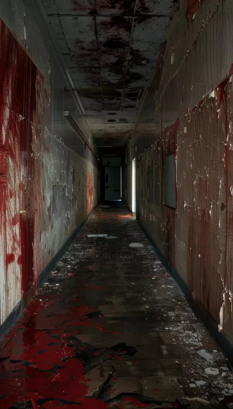 Bloody Institution Hallway Iv 8’X14’ Ultracloth (96 X 168 Inch) Backdrop