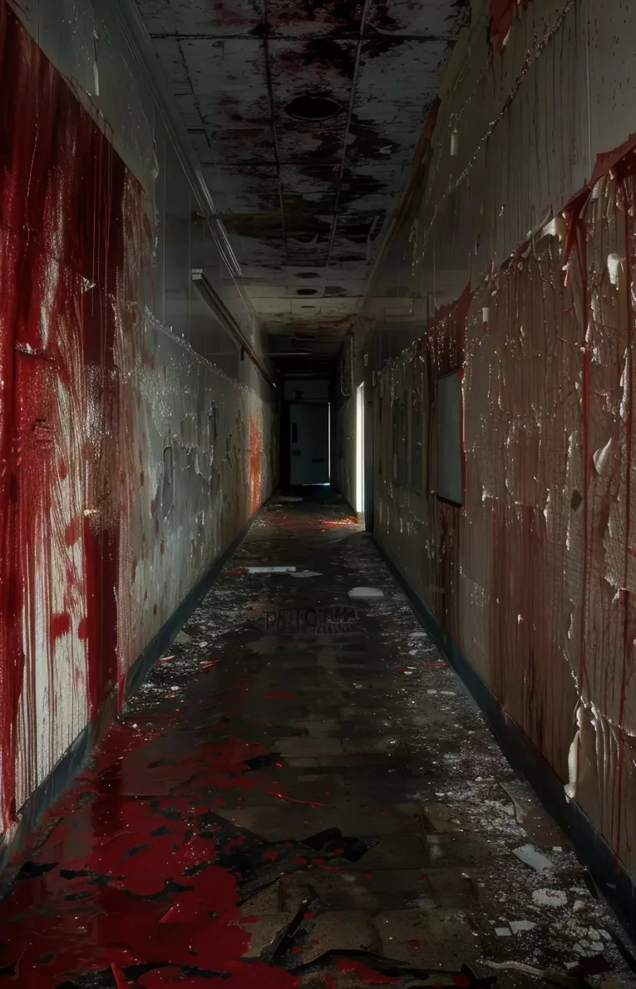 Bloody Institution Hallway Iv 9’X14’ Ultracloth (108 X 168 Inch) Backdrop