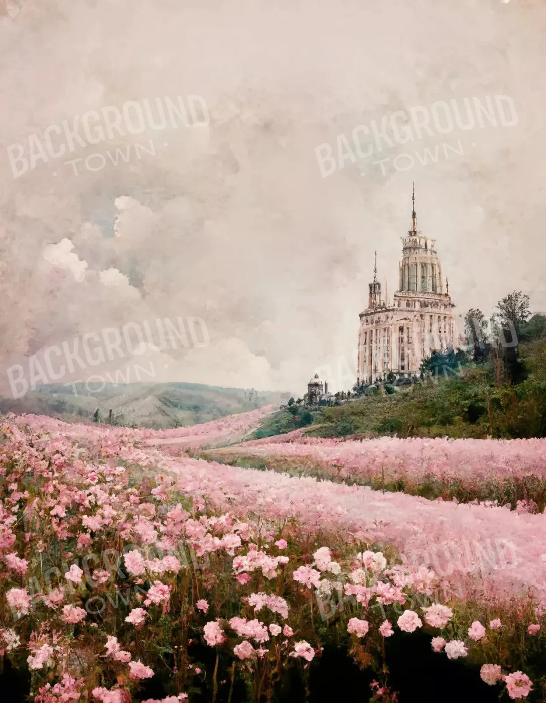 Blossom Meadows 6X8 Fleece ( 72 X 96 Inch ) Backdrop