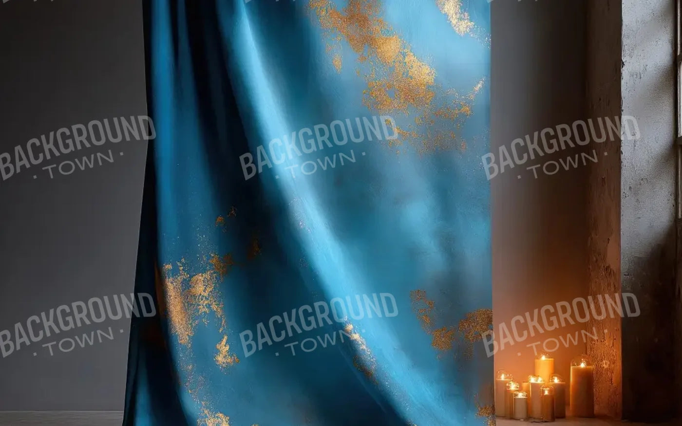 Blue And Gold Drape 8’x5’ UltraCloth (96 x 60 inch) Backdrop