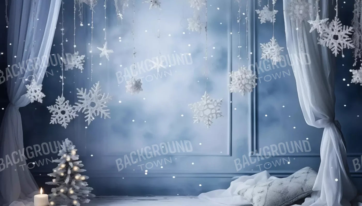 Blue And White Christmas 14X8 Ultracloth ( 168 X 96 Inch ) Backdrop