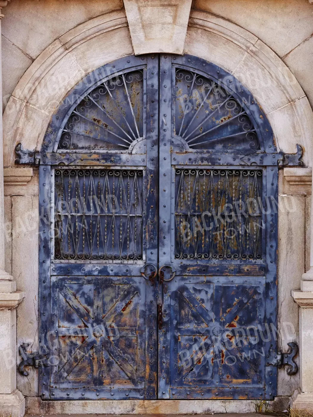 Blue Iron Doors 8X10 Fleece ( 96 X 120 Inch ) Backdrop