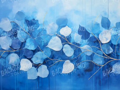 Blue Leaves 6’8X5’ Fleece (80 X 60 Inch) Backdrop