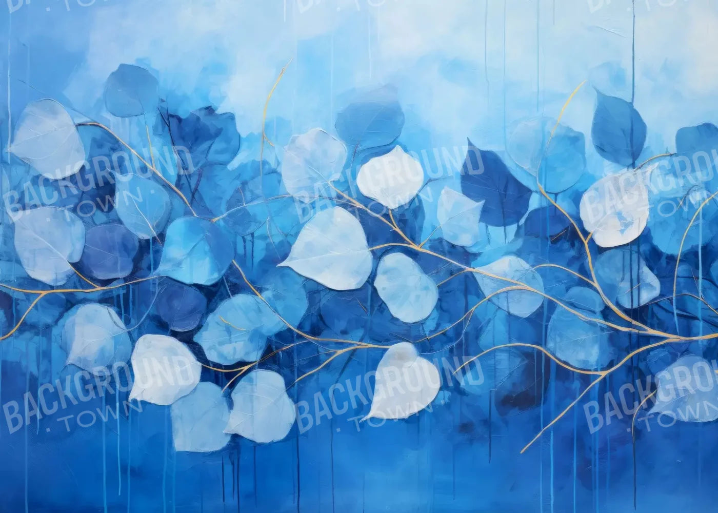 Blue Leaves 7’X5’ Rubbermat Floor (84 X 60 Inch) Backdrop