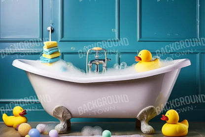 Blue Rubber Duckie Bathroom 12’X8’ Ultracloth (144 X 96 Inch) Backdrop