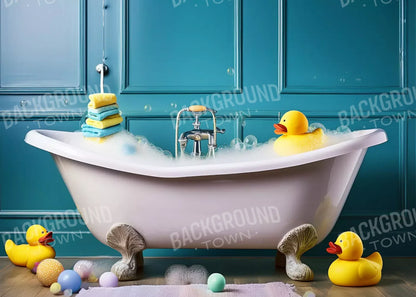 Blue Rubber Duckie Bathroom 7’X5’ Ultracloth (84 X 60 Inch) Backdrop