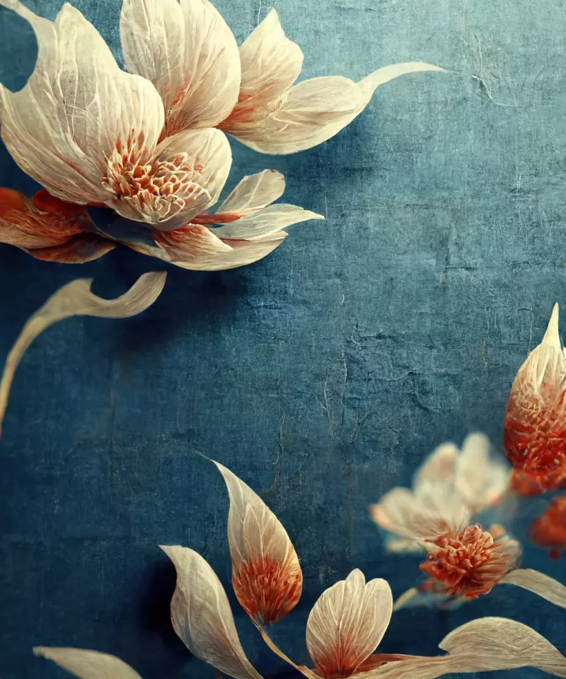 Blue Floral Backdrop for Photography