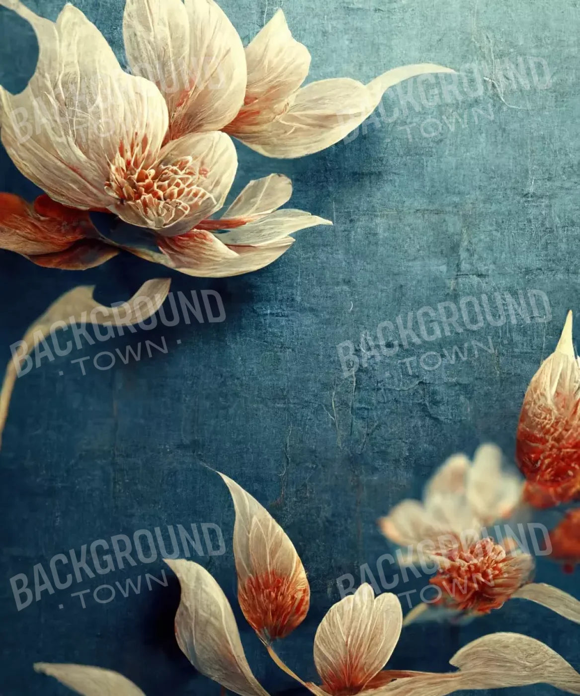 Blue Floral Backdrop for Photography