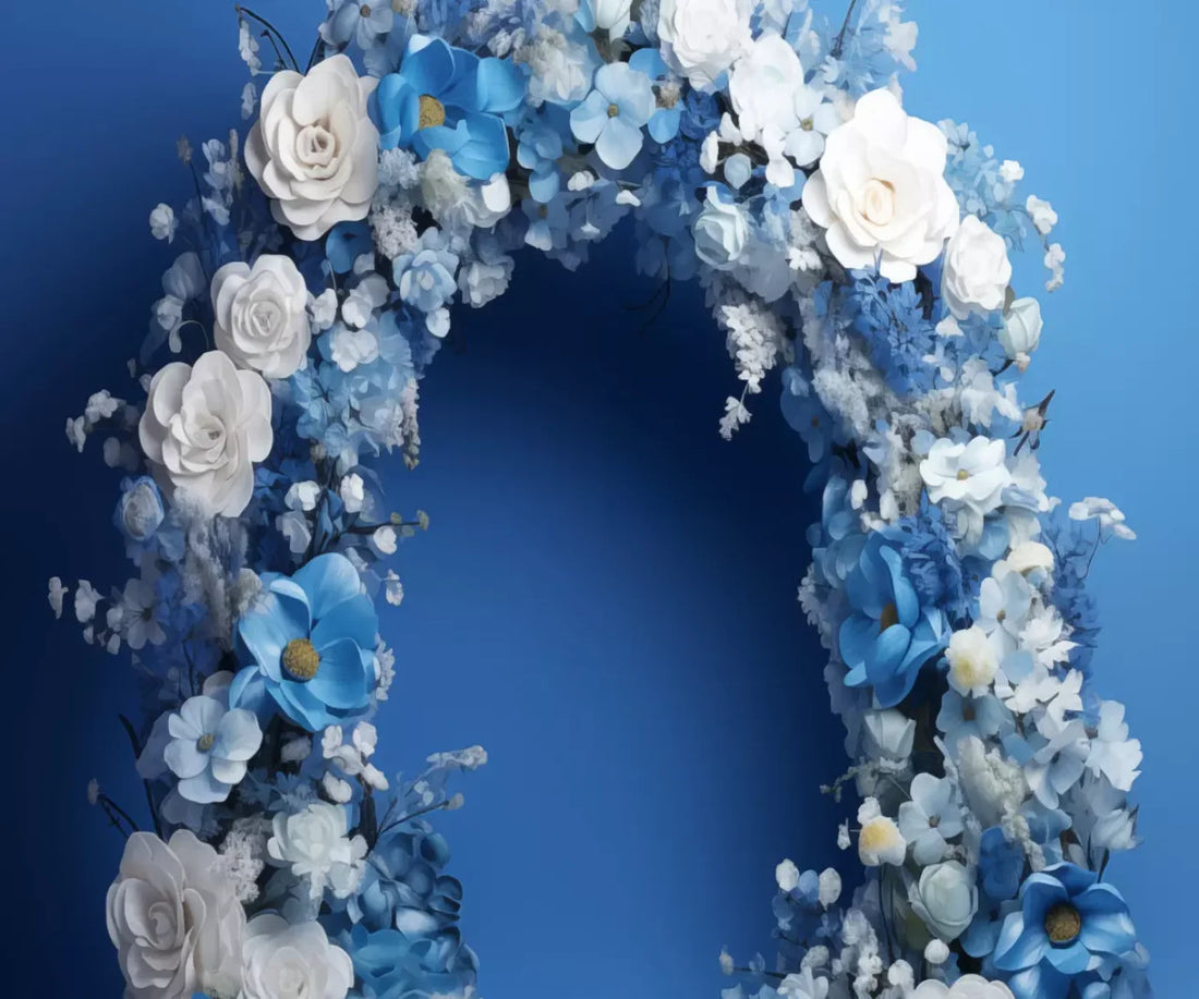 Blue Studio Floral Arch 5’X4’2 Fleece (60 X 50 Inch) Backdrop