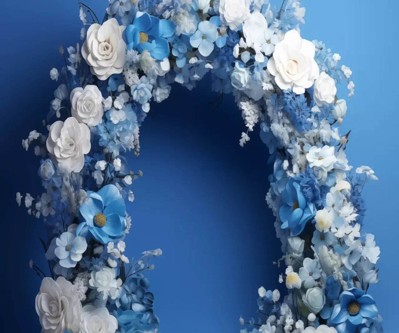 Blue Studio Floral Arch 5’X4’2 Fleece (60 X 50 Inch) Backdrop