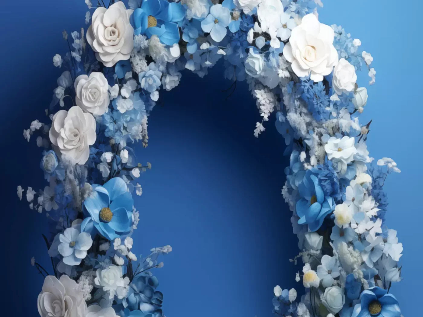Blue Studio Floral Arch 6’8X5’ Fleece (80 X 60 Inch) Backdrop