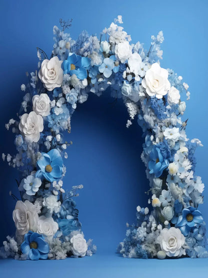 Blue Studio Floral Arch 6’X8’ Fleece (72 X 96 Inch) Backdrop