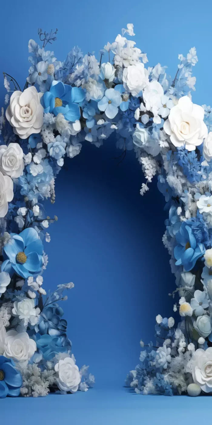 Blue Studio Floral Arch 8’X16’ Ultracloth (96 X 192 Inch) Backdrop