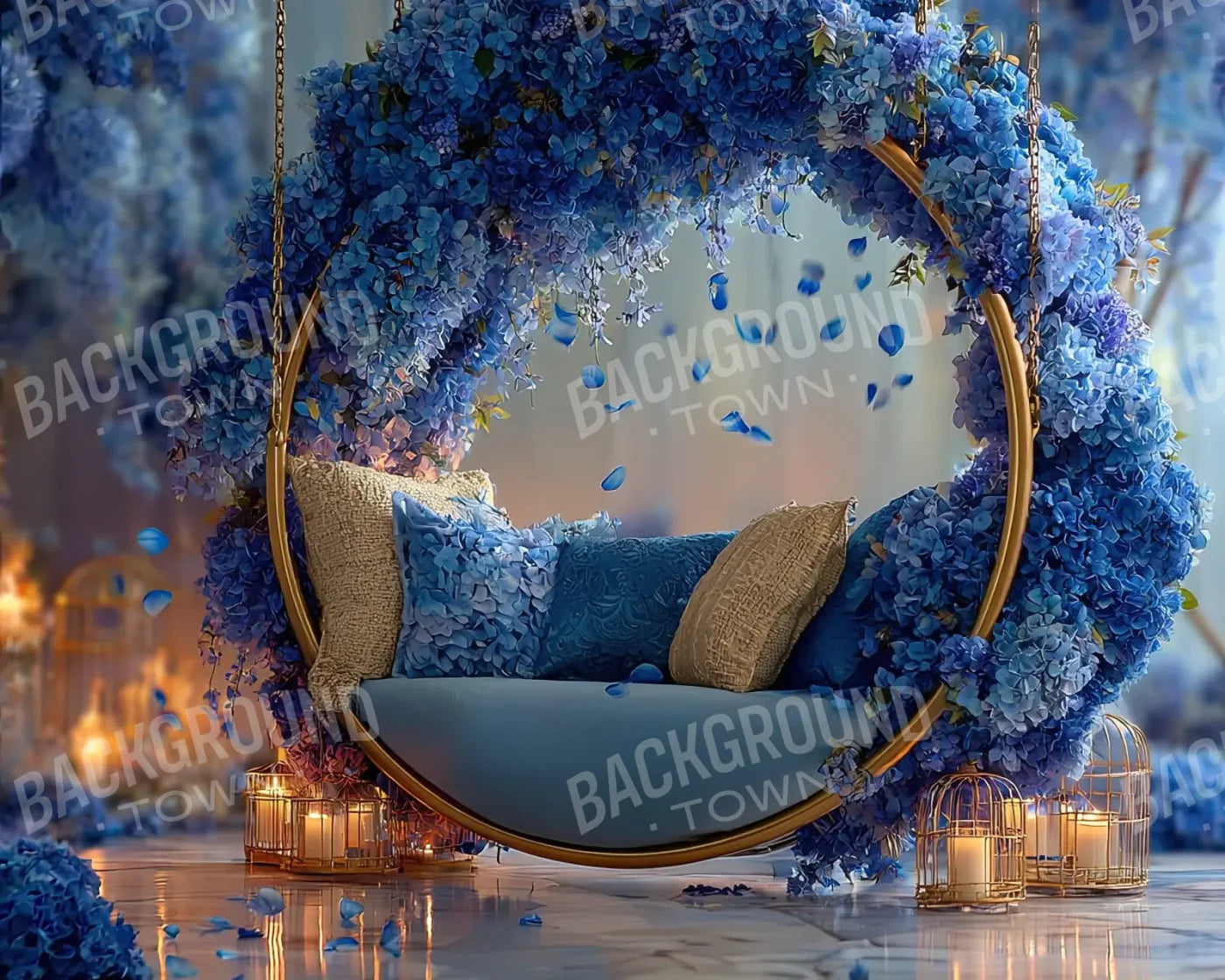 Blue Swing For Two 10’x8’ Fleece (120 x 96 inch) Backdrop